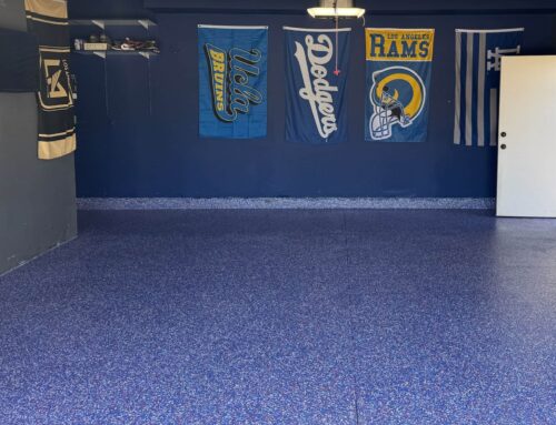 Full Broadcast Blue Epoxy Garage Floor in Valencia, CA