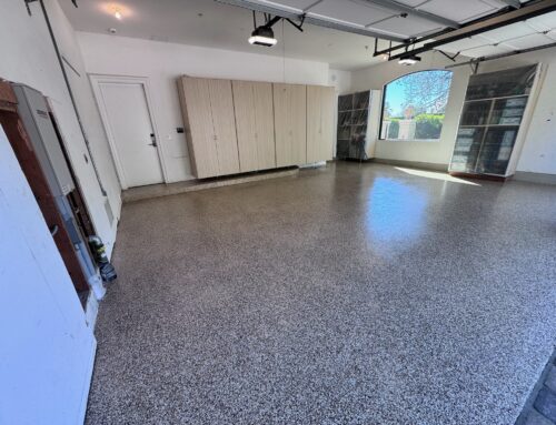 Garage Epoxy Flooring Transformation in Pacific Palisades – Outback Flake System (2-Day Installation)