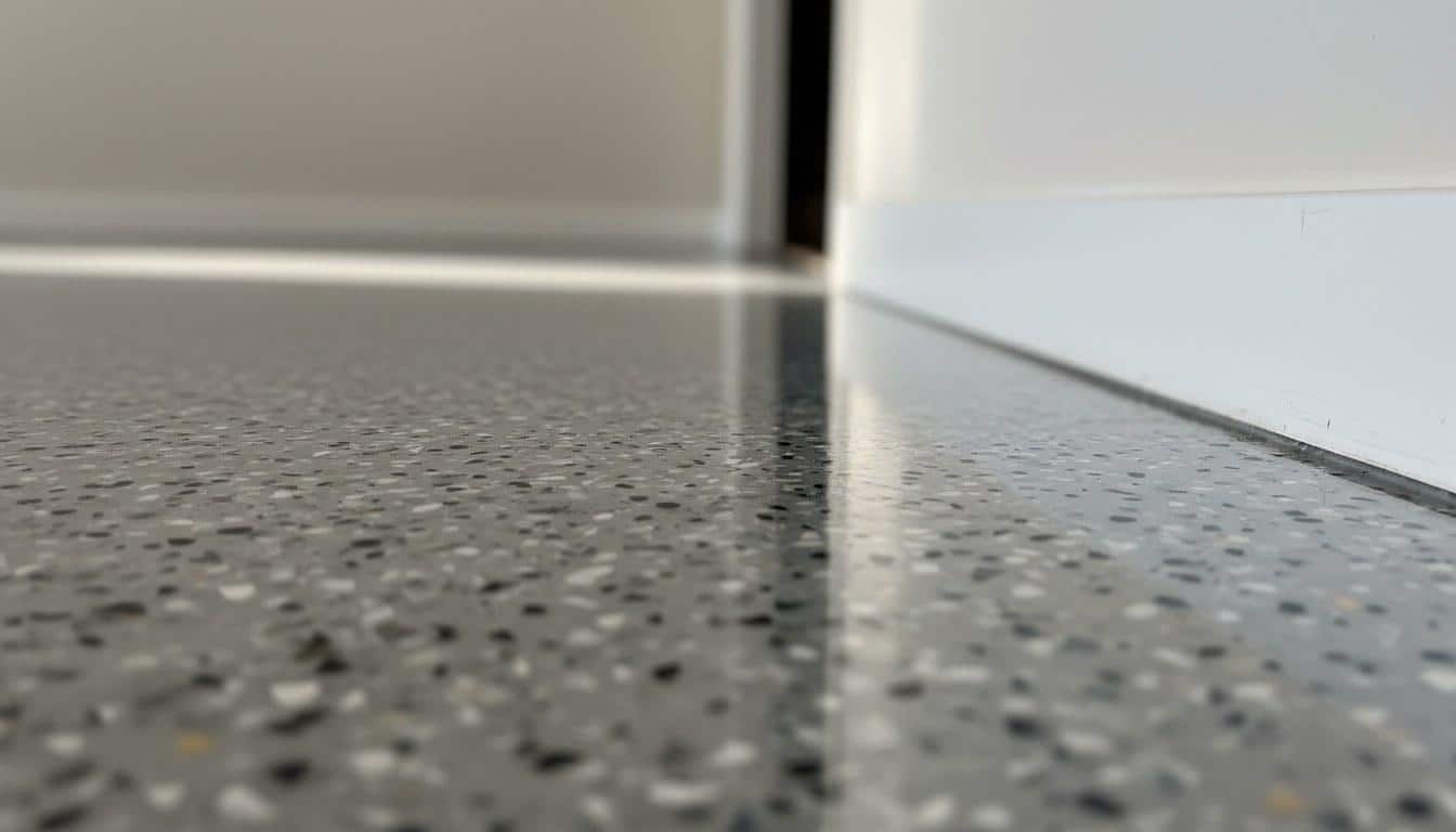Professional epoxy garage floor coating with decorative color flakes applied by epoxy pros in Southern California