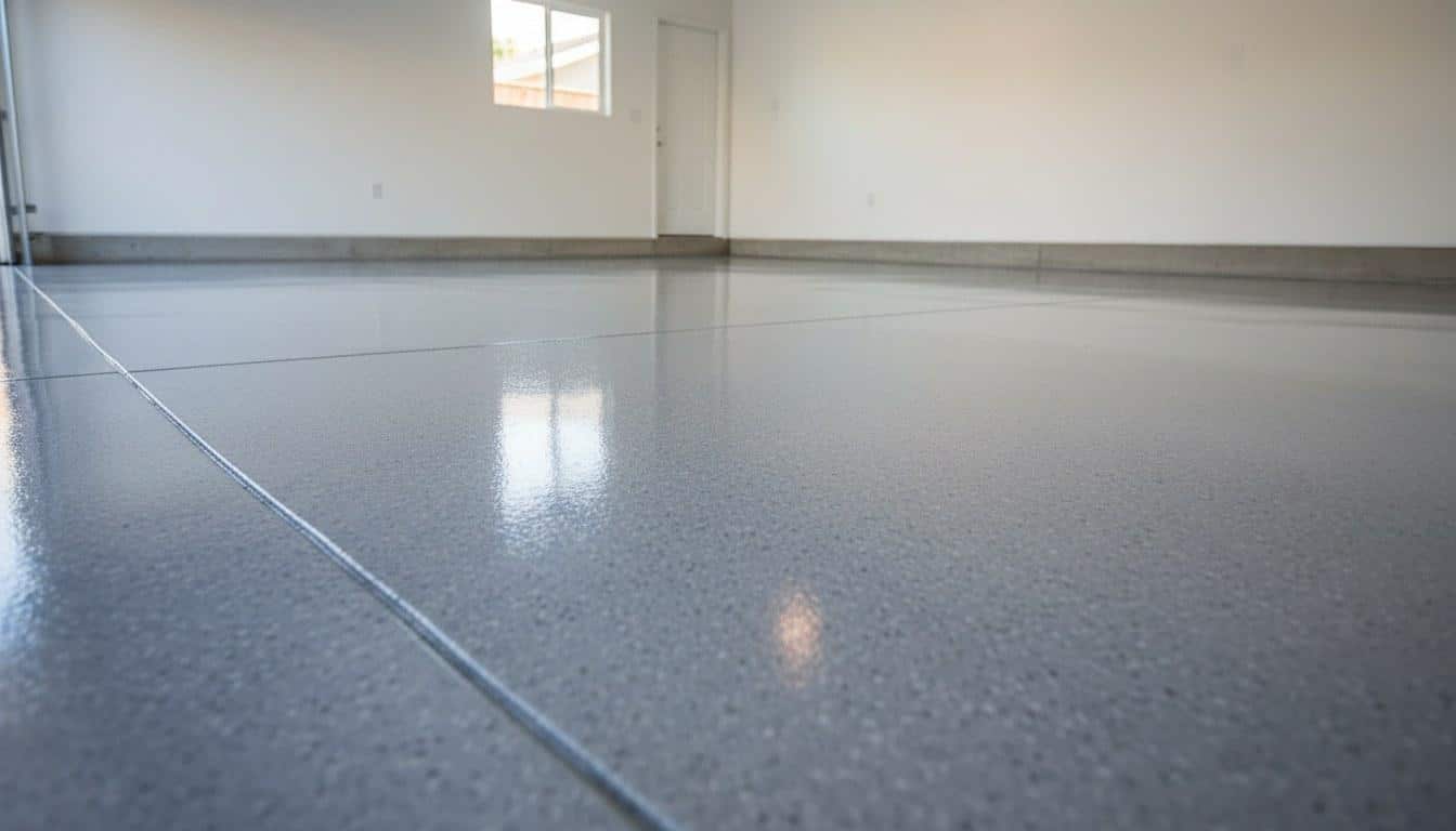 Diamond floor grinder used for concrete surface preparation before professional epoxy garage floor coating