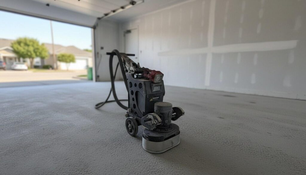 Industrial diamond floor grinder used for professional concrete surface preparation before epoxy coating installation