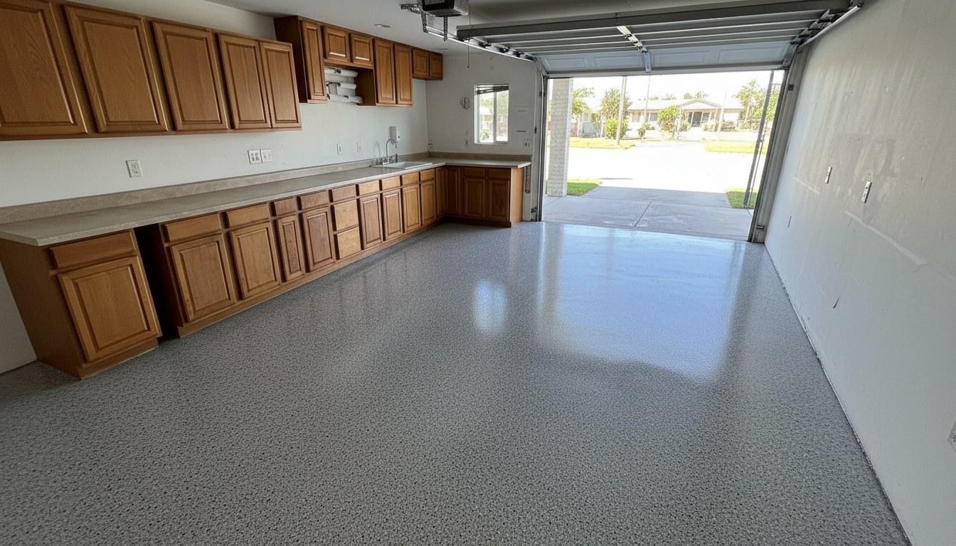 Finished epoxy flooring installation work at Five Star Epoxy & Coatings