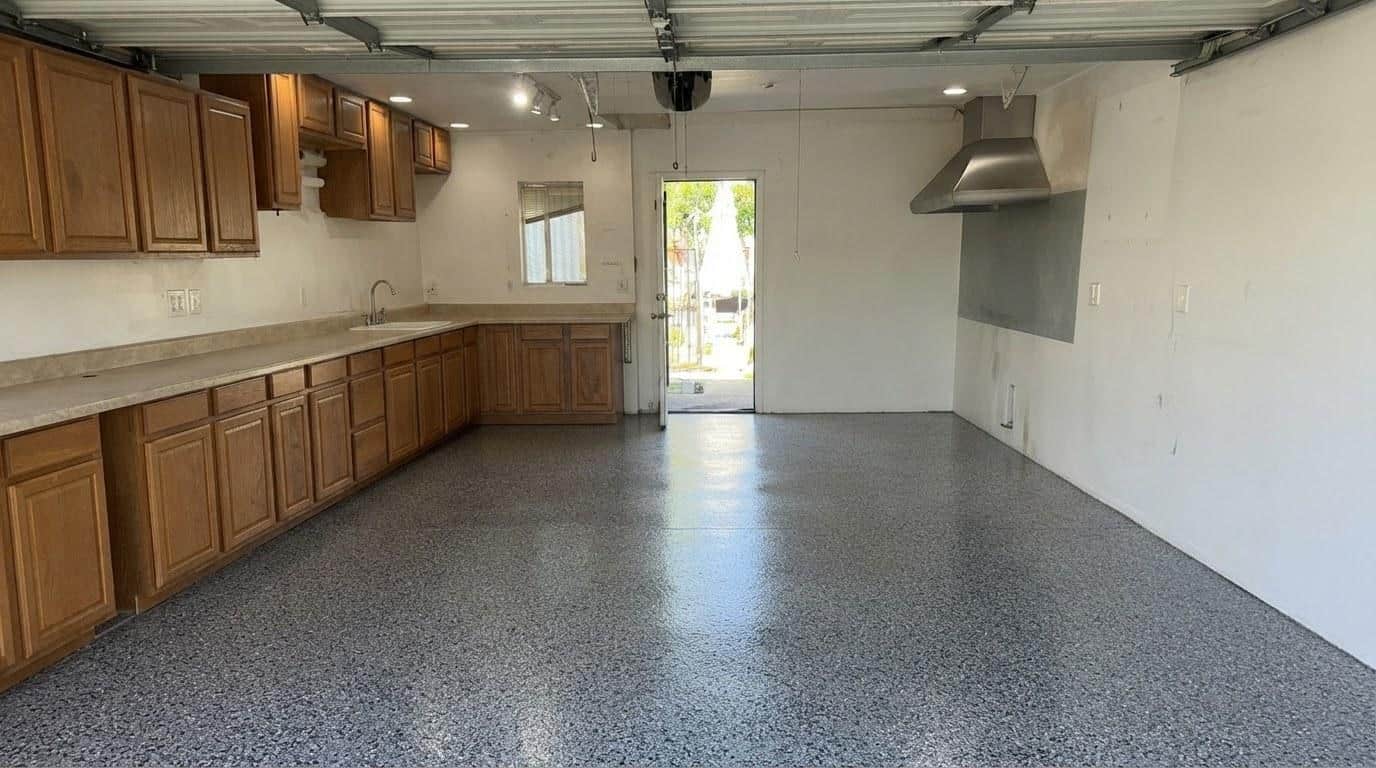 Finished epoxy flooring installation work at Five Star Epoxy & Coatings
