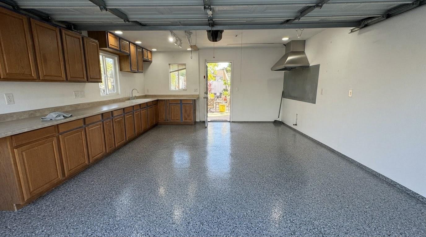 Finished garage epoxy flooring work at Five Star Epoxy & Coatings