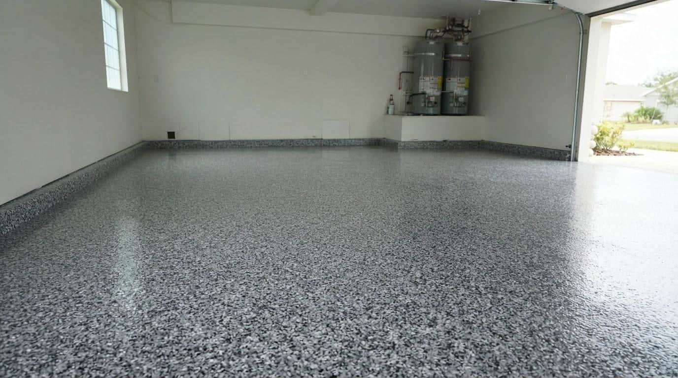 Completed garage epoxy flooring work at Five Star Epoxy & Coatings