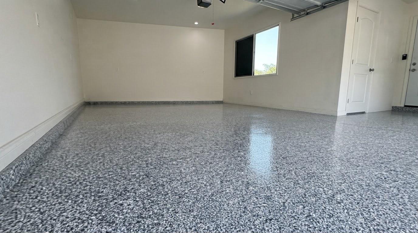 Completed epoxy flooring installation work at Five Star Epoxy & Coatings