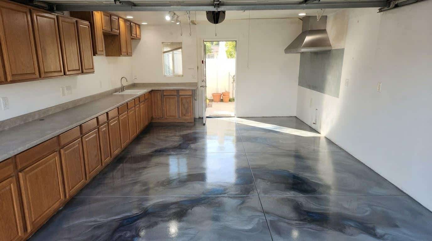 Finished metallic artistic epoxy finishes work at Five Star Epoxy & Coatings