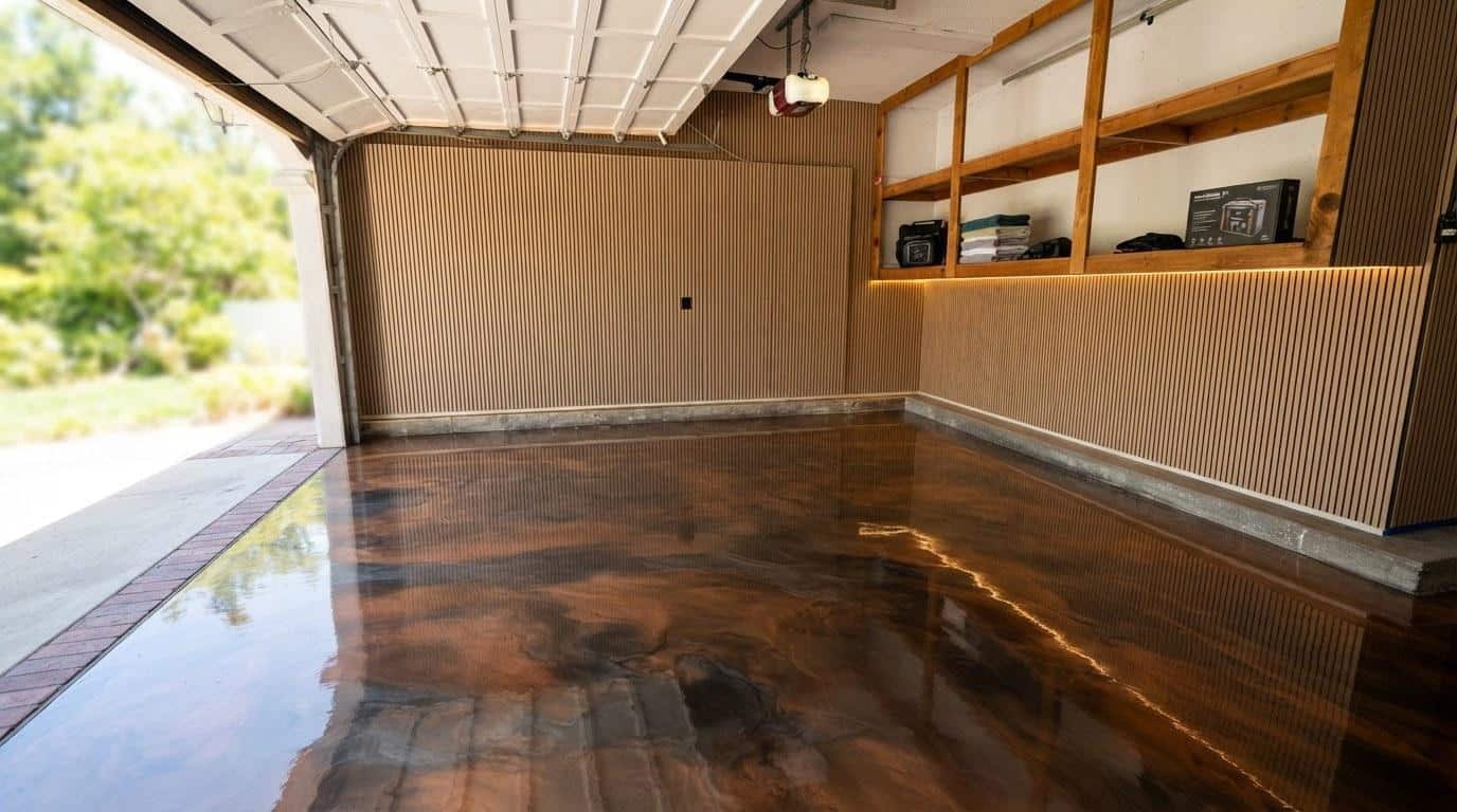 Completed metallic artistic epoxy finishes work at Five Star Epoxy & Coatings