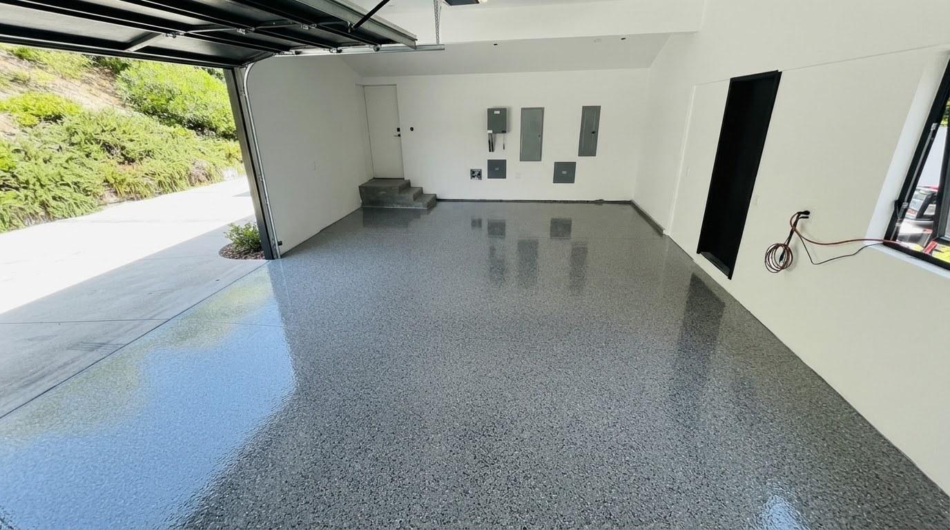 Completed residential epoxy flooring work at Five Star Epoxy & Coatings